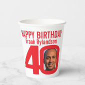 Gobelets En Papier 40e anniversaire sur mesure deux photo rouge blanc (Recto)