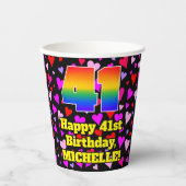 Gobelets En Papier 41e anniversaire : Amour Hearts Motif, Arc en ciel (Recto)