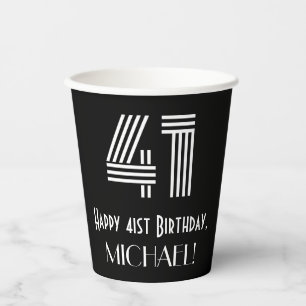 Gobelets En Papier 41e anniversaire — Art Déco Inspiré Look "41" + No