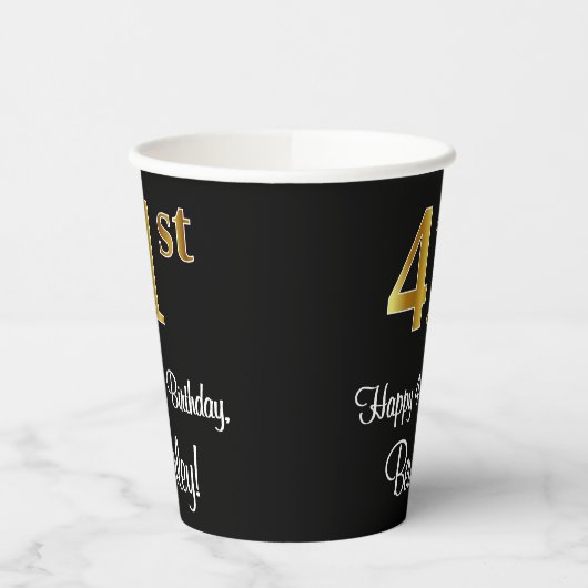 Gobelets En Papier 41e anniversaire - Elégant luxe Faux Gold Look # (Gauche)