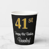 Gobelets En Papier 41e anniversaire - Elégant luxe Faux Gold Look # (Recto)