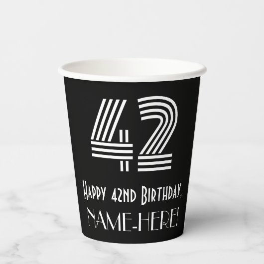 Gobelets En Papier 42e anniversaire — Art Déco Inspiré Look "42" + No (Verso)