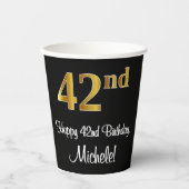 Gobelets En Papier 42e anniversaire - Elégant luxe Faux Gold Look # (Recto)