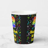 Gobelets En Papier 42e anniversaire : Fun Music Notes Motif, Rainbow  (Gauche)