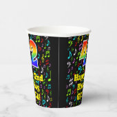 Gobelets En Papier 42e anniversaire : Fun Music Notes Motif, Rainbow  (Droite)