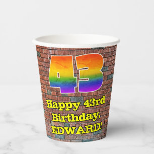 Gobelets En Papier 43e anniversaire : Arc-en-ciel amusant inspiré par