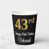 Gobelets En Papier 43e anniversaire - Elégant luxe Faux Gold Look # (Verso)