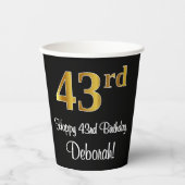 Gobelets En Papier 43e anniversaire - Elégant luxe Faux Gold Look # (Recto)