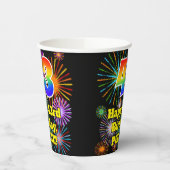 Gobelets En Papier 43ème anniversaire : Fun Fireworks Motif + Rainbow (Gauche)