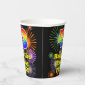 Gobelets En Papier 43ème anniversaire : Fun Fireworks Motif + Rainbow (Droite)