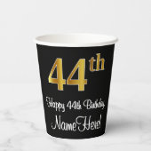 Gobelets En Papier 44e anniversaire - Elégant luxe Faux Gold Look # (Verso)