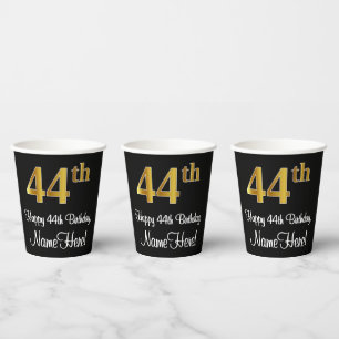 Gobelets En Papier 44e anniversaire - Elégant luxe Faux Gold Look #