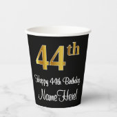 Gobelets En Papier 44e anniversaire - Elégant luxe Faux Gold Look # (Recto)