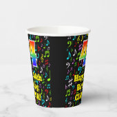 Gobelets En Papier 44e anniversaire : Fun Music Notes Motif, Rainbow (Gauche)