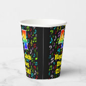 Gobelets En Papier 44e anniversaire : Fun Music Notes Motif, Rainbow (Droite)