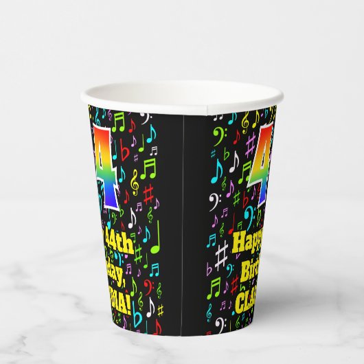 Gobelets En Papier 44e anniversaire : Fun Music Notes Motif, Rainbow (Droite)