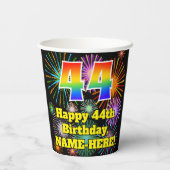 Gobelets En Papier 44ème anniversaire : Fun Fireworks Motif + Rainbow (Verso)