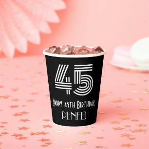 Gobelets En Papier 45e anniversaire — Art Déco Inspiré Look "45" + No