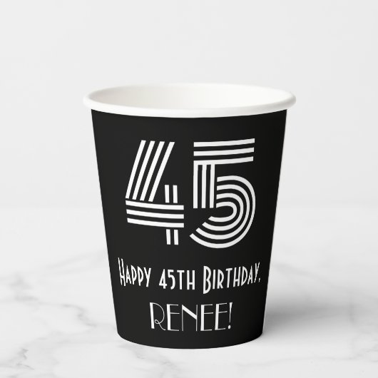 Gobelets En Papier 45e anniversaire — Art Déco Inspiré Look "45" + No (Verso)