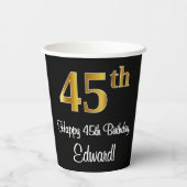 Gobelets En Papier 45e anniversaire - Elégant luxe Faux Gold Look # (Verso)
