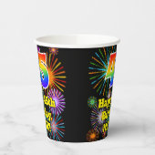 Gobelets En Papier 45ème anniversaire : Fun Fireworks Motif + Rainbow (Gauche)