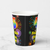 Gobelets En Papier 45ème anniversaire : Fun Fireworks Motif + Rainbow (Droite)