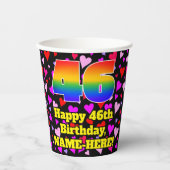 Gobelets En Papier 46e anniversaire : Amour Hearts Motif, Arc-en-ciel (Recto)