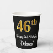 Gobelets En Papier 46e anniversaire - Elégant luxe Faux Gold Look # (Verso)