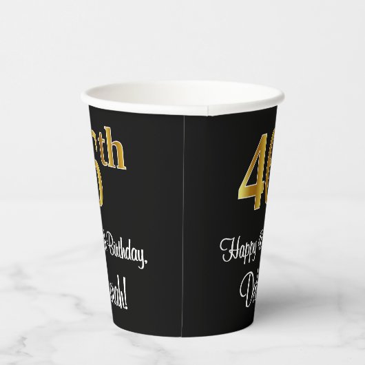 Gobelets En Papier 46e anniversaire - Elégant luxe Faux Gold Look # (Droite)