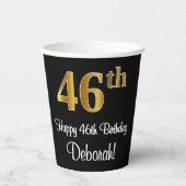 Gobelets En Papier 46e anniversaire - Elégant luxe Faux Gold Look # (Recto)