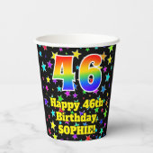 Gobelets En Papier 46e anniversaire : Fun Stars Motif et Rainbow 46 (Verso)