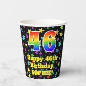 Gobelets En Papier 46e anniversaire : Fun Stars Motif et Rainbow 46 (Recto)