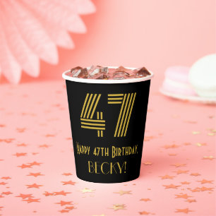 Gobelets En Papier 47e anniversaire : Art Déco Inspiré Look "47" & No