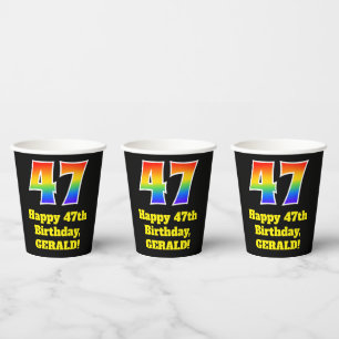 Gobelets En Papier 47e anniversaire : coloré, amusant, excitant, arc-