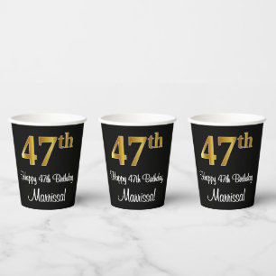 Gobelets En Papier 47e anniversaire - Elégant luxe Faux Gold Look #