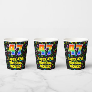 Gobelets En Papier 47e anniversaire : Fun Music Notes Motif, Arc-en-c
