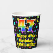 Gobelets En Papier 47e anniversaire : Fun Stars Motif et Rainbow 47 (Recto)