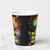 Gobelets En Papier 47ème anniversaire : Fun Fireworks Motif + Rainbow (Gauche)