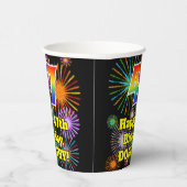 Gobelets En Papier 47ème anniversaire : Fun Fireworks Motif + Rainbow (Droite)
