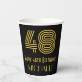 Gobelets En Papier 48e anniversaire : Art Déco Inspiré Look "48" & No (Recto)