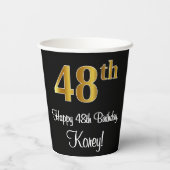 Gobelets En Papier 48e anniversaire - Elégant luxe Faux Gold Look # (Verso)