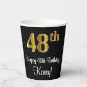 Gobelets En Papier 48e anniversaire - Elégant luxe Faux Gold Look # (Recto)