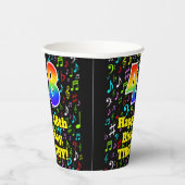 Gobelets En Papier 48e anniversaire : Fun Music Notes Motif, Arc-en-c (Droite)