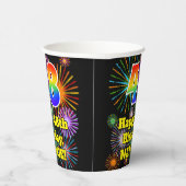 Gobelets En Papier 48ème anniversaire : Fun Fireworks Motif + Rainbow (Droite)