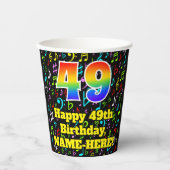 Gobelets En Papier 49e anniversaire : Fun Music Notes Motif, Arc-en-c (Recto)