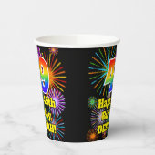 Gobelets En Papier 49ème anniversaire : Fun Fireworks Motif + Rainbow (Gauche)