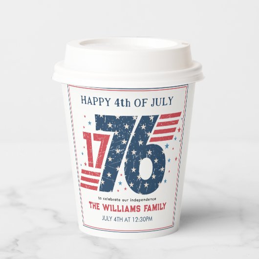 Gobelets En Papier 4 juillet 1776 Fête de l'Indépendance (Recto)