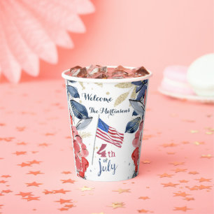Gobelets En Papier 4 juillet Drapeau Personnalisé Style