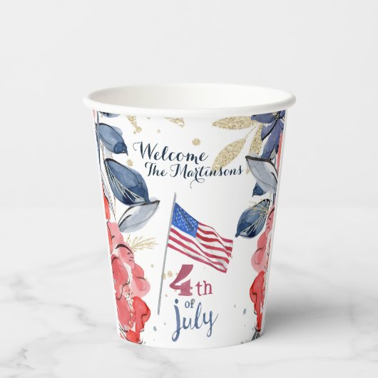 Gobelets En Papier 4 juillet Drapeau Personnalisé Style (Verso)