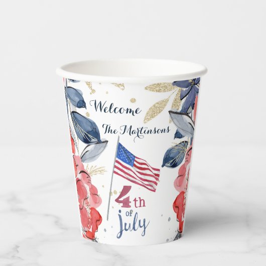 Gobelets En Papier 4 juillet Drapeau Personnalisé Style (Recto)